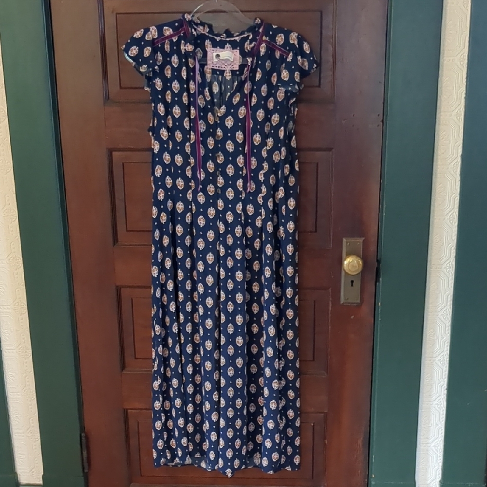 Anthropologie Floreat Wide Leg Block Print Jumpsuit Cottagecore